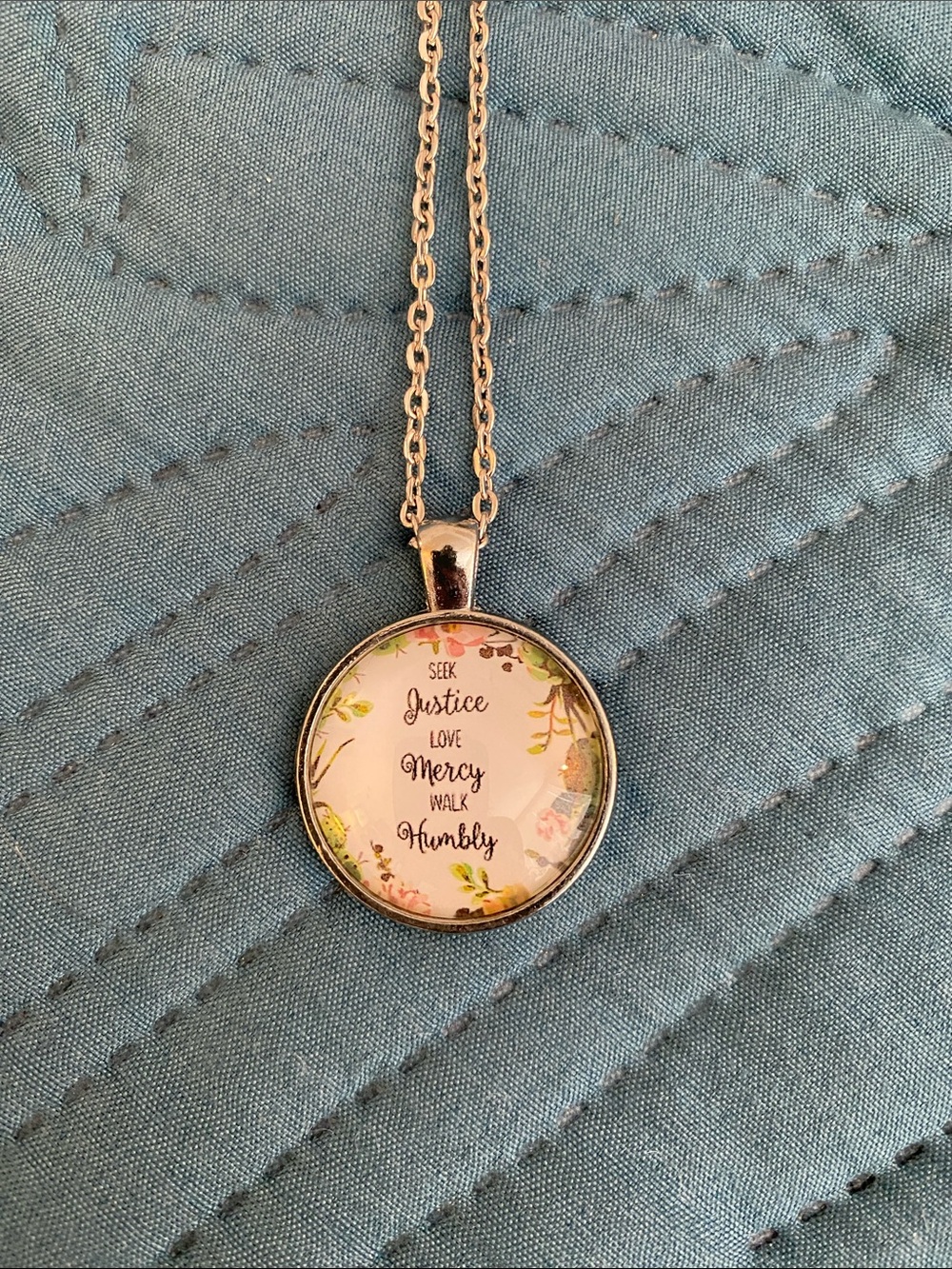 Seek Justice Love Mercy Walk Humbly necklace
